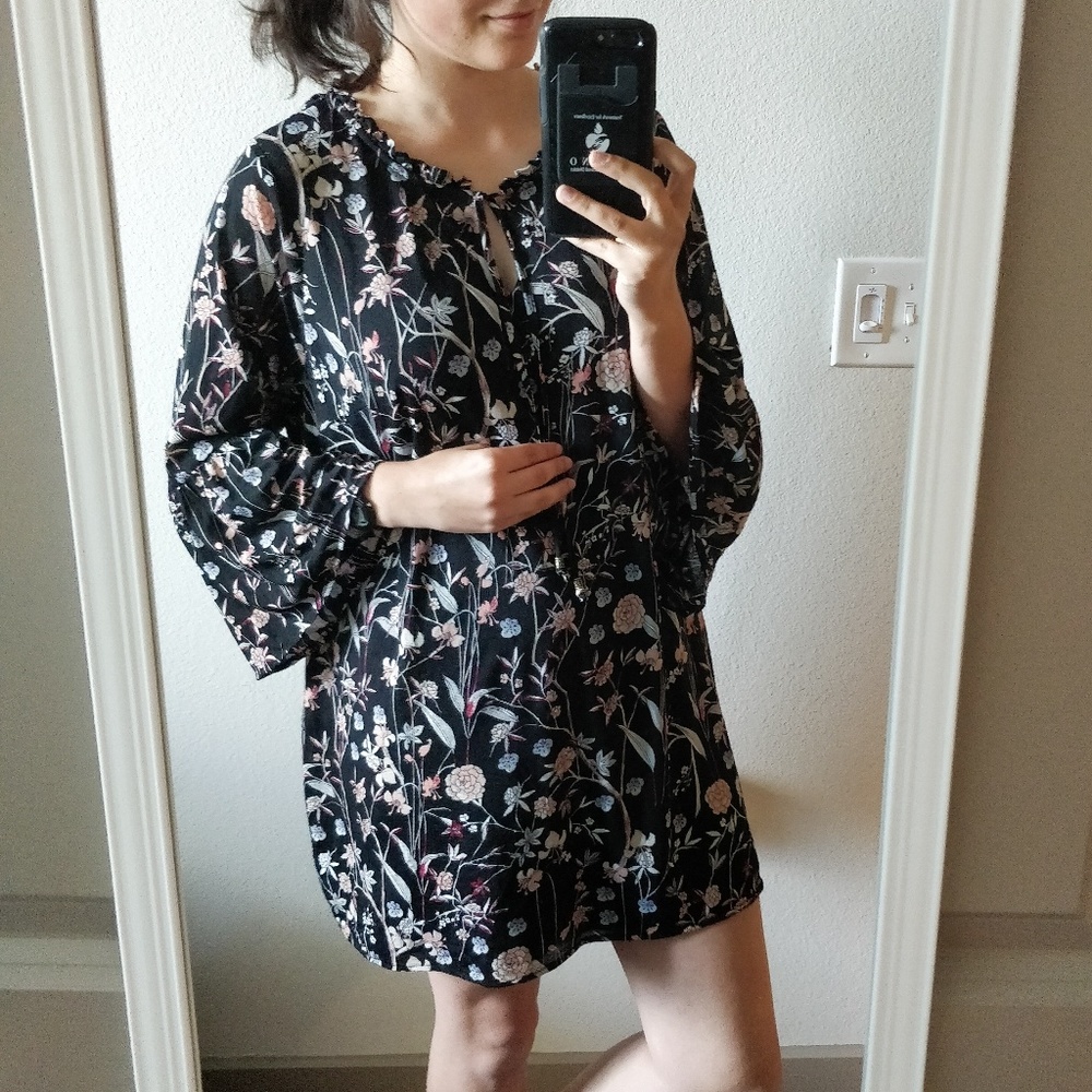 Black Floral Dress - Picture 1 of 4